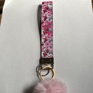 Butterfly handmade wristlet with black glitter